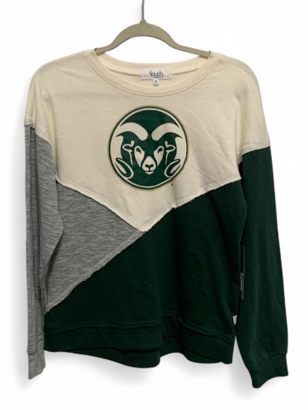 Colorado State Rams Colorblock Crewneck Sweatshirt - Green/Cream/Gray